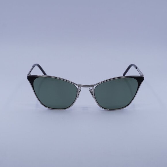 Saint Laurent SL409 003 Sunglasses Silver/Black Cat Eye Frame, Green Lenses - Picture 5 of 9